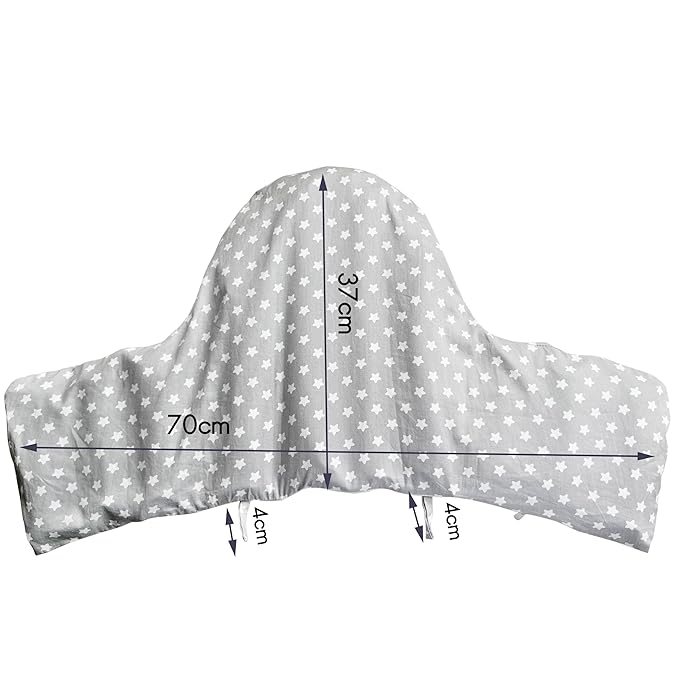 ZARPMA Inflatable Inner Cover for IKEA Antilop Highchair,Cotton Fabric (Not Included Inflatable Inner,Cover Only) (Grey Stars)