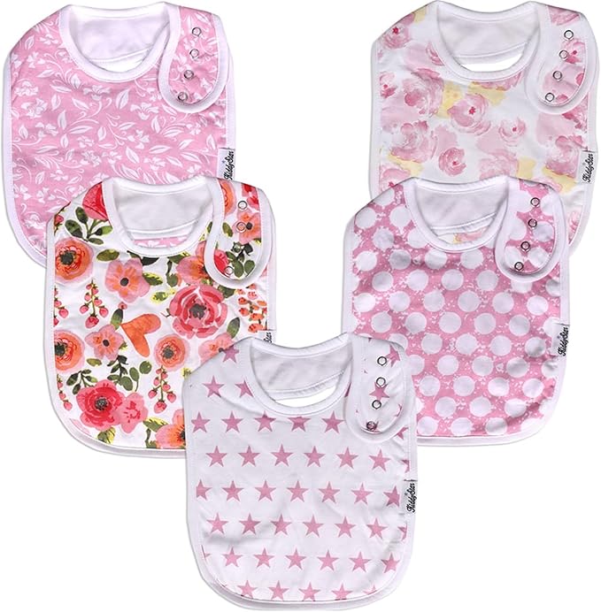 KiddyStar Drool Bibs for Babies – Organic, Unisex, Soft Absorbent Teething Bibs with Adjustable Snaps