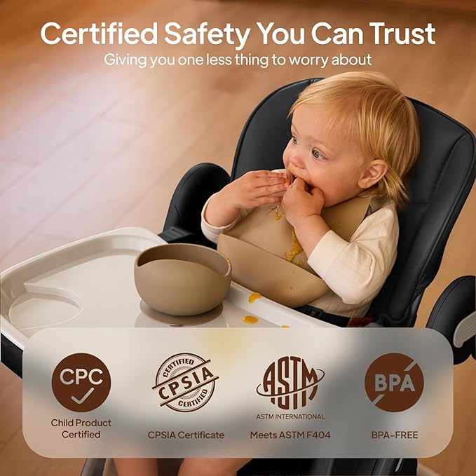 Tinyiota 4 in 1 High Chair for Babies and Toddlers with Wheels, 8-Height Adjustable & 3-Position Recline, Easy Clean, Dishwasher Removable Tray, Foldable HighChair for Infant, Meets ASTM Safety, Black