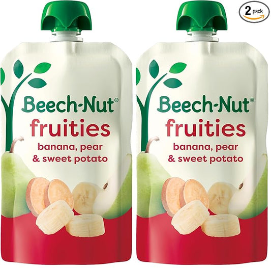 Beech-Nut Baby Food Pouches, Banana Pear Sweet Potato Fruit Puree Baby & Toddler Food, 3.5 oz (24 Pack)