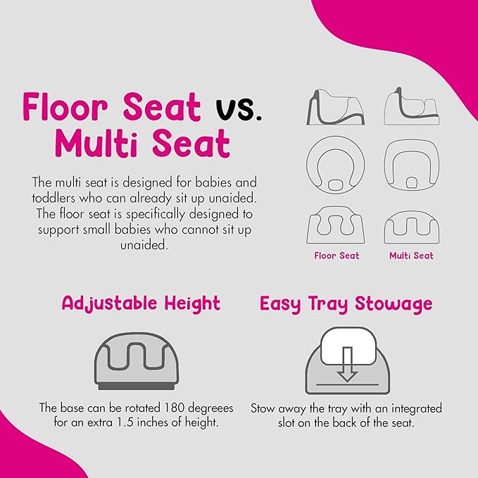 Bumbo 3-in-1 Multi-Seat for 6 to 36 Months, Travel Baby and Infant Feeding & Play Floor Seat, Portable Booster High Chair with Dining and Activity Tray, Taupe