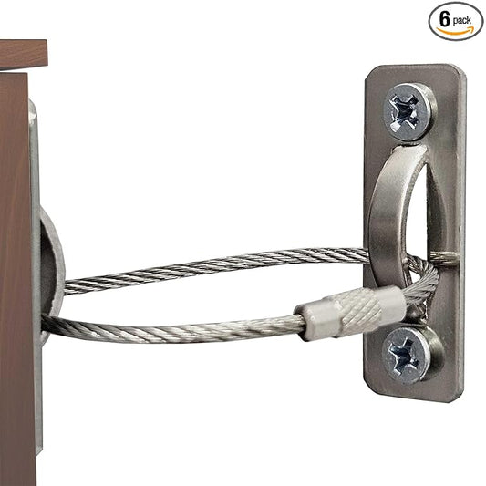 6 Sets Anti Tip Furniture Anchors for Baby Proofing, Earthquake Straps, Furniture Secure to wall Anchors, Childproof and Home Safety, 10in