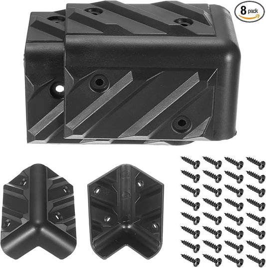 MECCANIXITY 8 Pcs Speaker Cabinet Corners Protector 48x48x80mm Plastic Stackable Guard Wrap Angle Case Edge Box Protection with 32 Pcs Installation Screw for Stage DJ Audio Sound Case