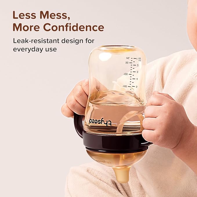 Thyseed Spill-Proof Weighted Straw Sippy Cup, Baby Transition Trainer, Soft Silicone Spout, BPA-Free, 6m+, 10 oz, 2 Pack