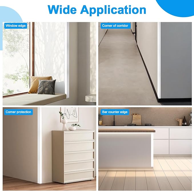 8Pack Aluminum Metal Corner Protector, 45″x 1″ Peel and Stick L Molding Corner Guards with 90° Angle, for Wall Door Frame Cabinet Furniture Baseboard Protection and Decoration (White)