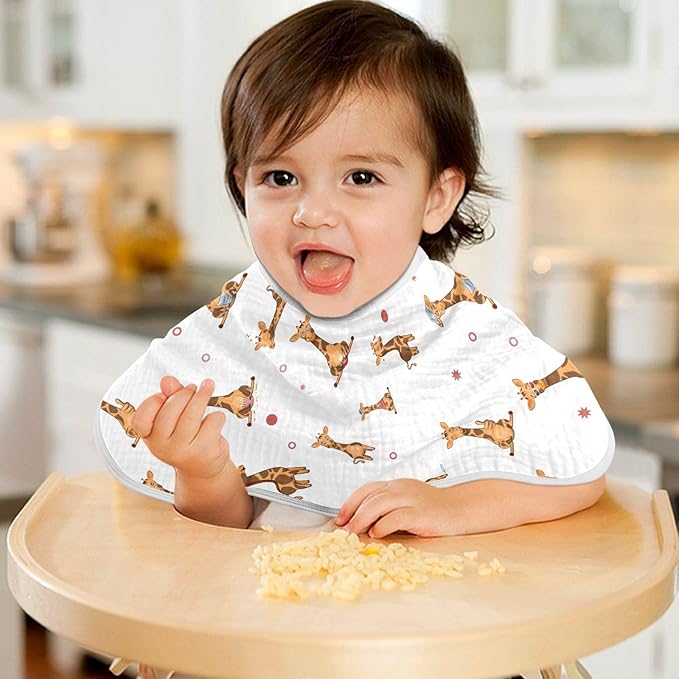 vvfelixl Baby Burp Cloths Funny Giraffe Emotions Baby Newborn Cotton Burping Cloths Set Baby Washcloths 4 Pack White