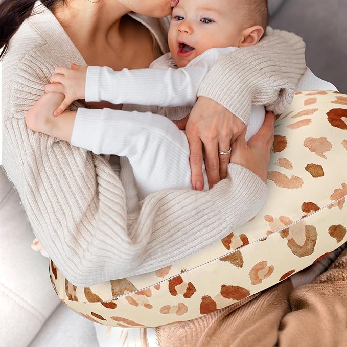 GFU Nursing Cover for Boys and Girls, Breastfeeding Case for Newborn, Soft Baby Breastfeeding Slipcover Colourful Brown Leopard Print, Stretchy Feeding Cover (Cover Only)
