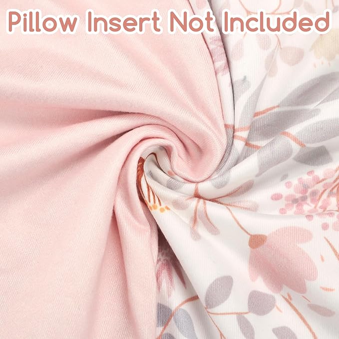 Nursing Pillow Cover 2 Pack, Breastfeeding Pillow Cover for Baby Girls Boys, Soft Stretchy Nursing Pillowcase for Infant Newborn, Removable Slipcover for Nursing Pillows, Pink Floral (Only Cover)