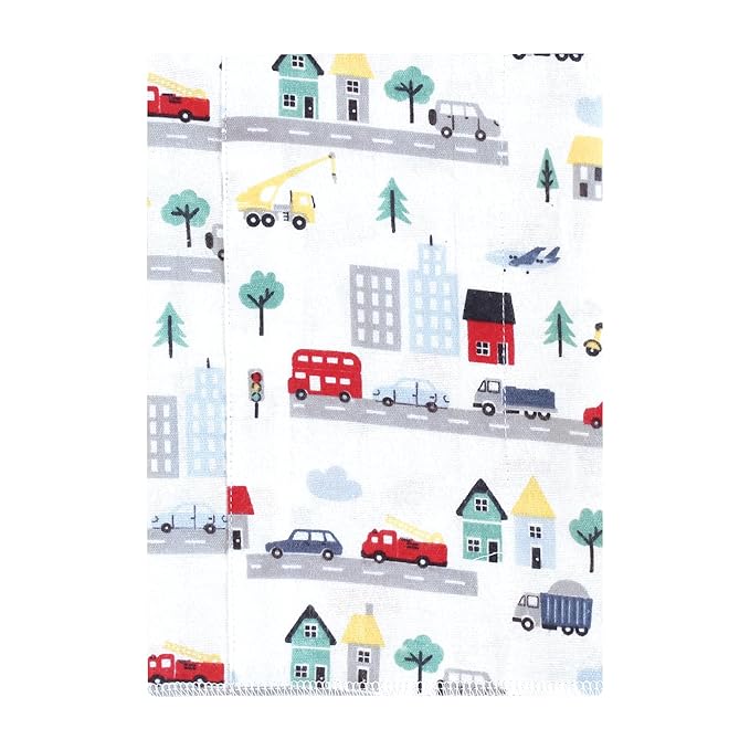 Hudson Baby Unisex Baby Cotton Flannel Burp Cloths 7-Pack, City Life, One Size
