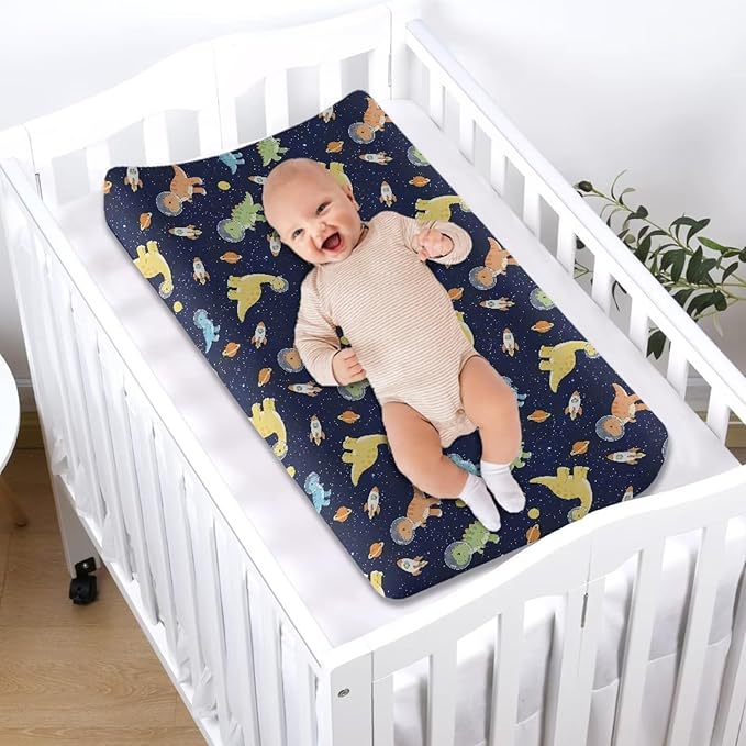 Dinosaur Print Diaper Change Table Covers for Baby Soft Cartoon Changing Pad Cover for Baby Washable Cradle Mattress Sheets for Nursery