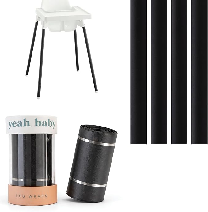 Yeah Baby Goods Highchair Leg Wraps (Matte Black) - Compatible with The IKEA Antilop Highchair - Stylish IKEA High Chair Accessories w/Easy Self-Adhesive