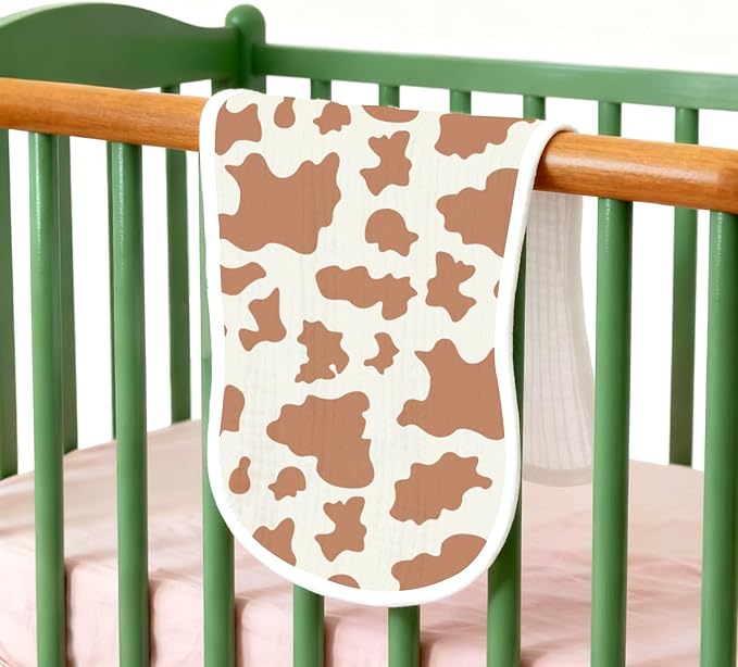 6 Pack Western Burp Cloths Baby Boys Girls with Cowboy Pattern, Large Cotton Wild West Burp Rags for Newborns Gifts Nursery Decor Extra Soft and Absorbent 9.8X19.6inches