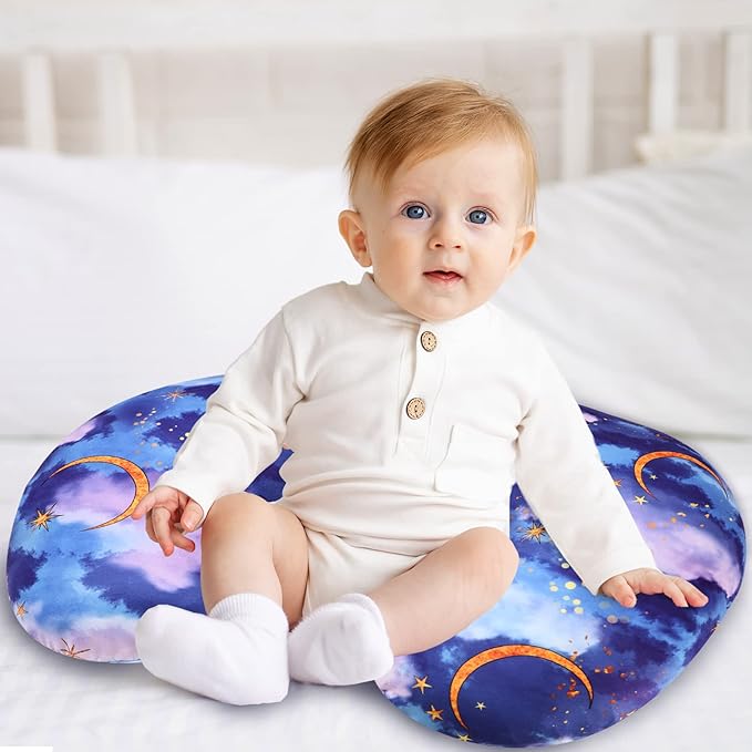 DILIMI Nursing Pillow Cover Stretchy Removable Cover for Breastfeeding Pillows, Ultra Soft Comfortable Slipcover for Baby Girl and Boy, Moon