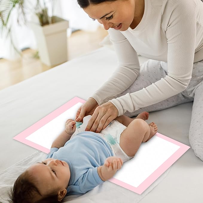 100 Pack Disposable Changing Pads,17 X 13 in Baby Disposable Underpads,Ultra Absorbent Disposable ,Waterproof Diaper Changing Pad,Leakproof Breathable Underpads Bed Table Protector Mat