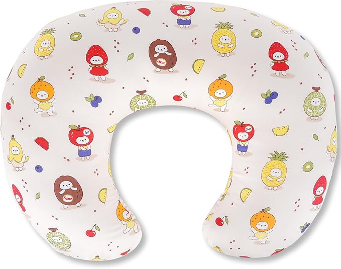 Ergonomic Nursing Pillow for Breastfeeding & Bottle Feeding, Breastfeeding Pillow to Reduce Back Neck Strain, Suitable for Breastfeeding Mom & Baby, Washable Cotton Cover(Fruit)
