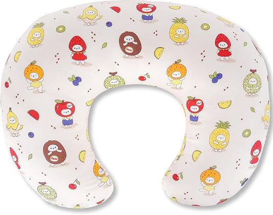 Ergonomic Nursing Pillow for Breastfeeding & Bottle Feeding, Breastfeeding Pillow to Reduce Back Neck Strain, Suitable for Breastfeeding Mom & Baby, Washable Cotton Cover(Fruit)