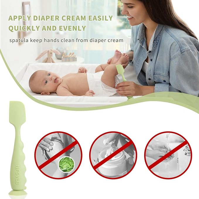Diaper Cream Spatula with Case,2 Large 2 Mini Butt Paste Spatula with 3 Travel Case,Soft Baby Butt spatula Diaper Cream Applicator diaper Rash spatula Bum spatulas Brush (Red-Green)