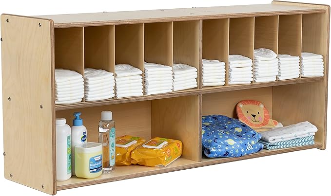 Diaper Storage Organizer, 100% Birch Plywood Wall Mount Diaper Caddy for Nursery, Daycare, Schools