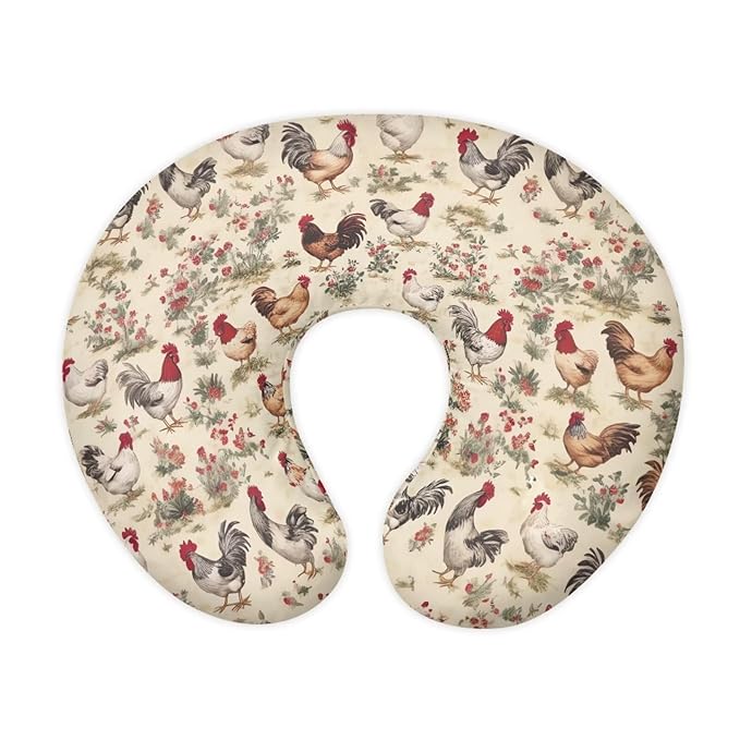 Chicken Nursing Pillow Cover for Baby Girl Breastfeeding Pillow Slipcover with Hidden Zipper Nursing Pillow Covers for Breastfeeding Vintage Nursing Protective Case Beige