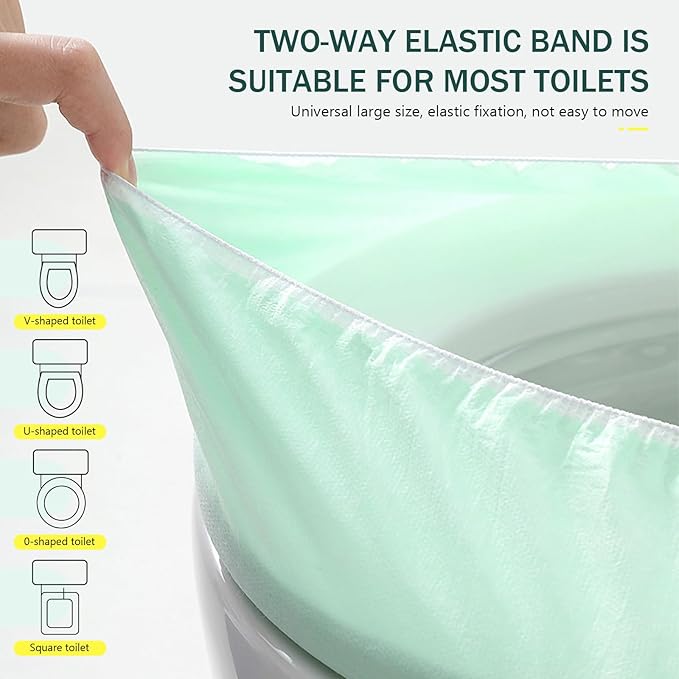 20 Pack Disposable Toilet Seat Cover Waterproof Non-Woven Fabric, Disposable Toilet Seat Covers for Travel, Disposable Seat Covers for Outing Hotel Hospital Public Toilet (Double Layer Green)
