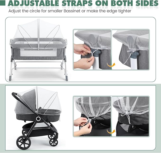 Orzbow Bassinet Cover for Cats - Breathable Mosquito Net Cover for Cradles/Travel Cribs/Mini Cribs, Baby Mosquito Net to Keep Pets Out, Baby Bassinet Accessories, Two-Way Self-Locking Zippers, White