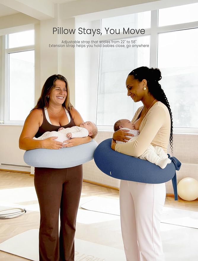 lulumoon Muslin Nursing Pillow Covers - 2-Pack Cotton Slipcovers for Breastfeeding Pillow - Extended Adjustable Strap for Secure Fit & Stable Support - Hidden Zipper Safety for Bottle-Feeding