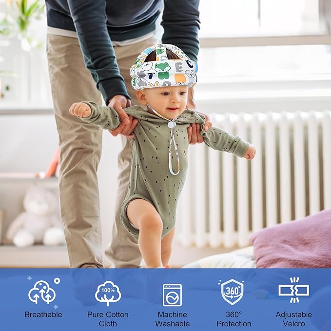 Accmor Baby Helmet for Crawling Walking, Cute Toddler Head Protector Adjustable No Bumps and Soft Cushion, Breathable Infant Safety Cap for Boys Girls Learning to Walk