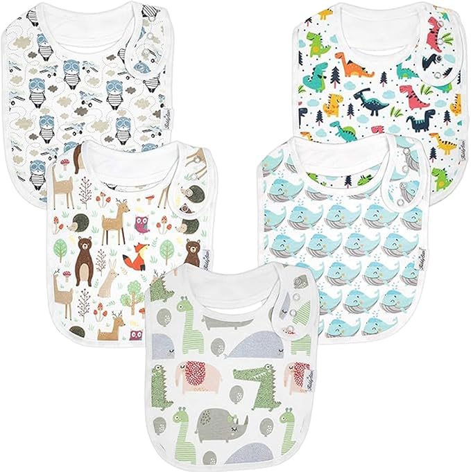 KiddyStar Drool Bibs for Babies – Organic, Unisex, Soft Absorbent Teething Bibs with Adjustable Snaps