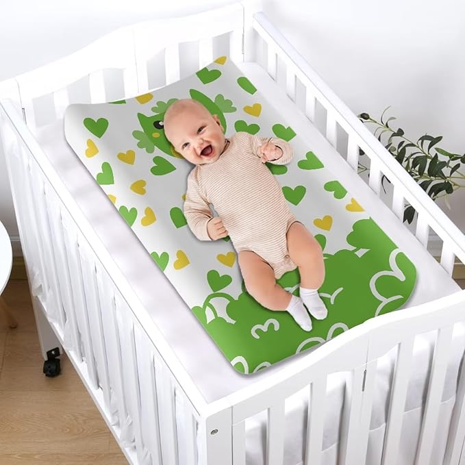 Owl Lucky Changing Table Cover for Boys Girls Waterproof Breathable Sheet Crib Mat St. Patrick's Day Table Sheets Stretchy Universal Tray Table Mat