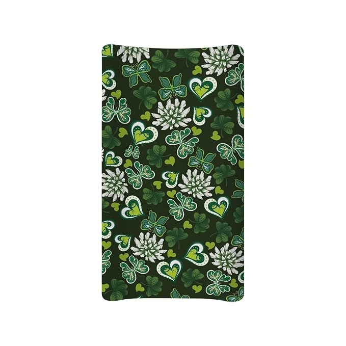 Butterfly Green Heart Cute Changing Table Cover for Boys Girls Diaper Changing Table Cover Soft Washable Stretchy Changing Mat Sheet Cover