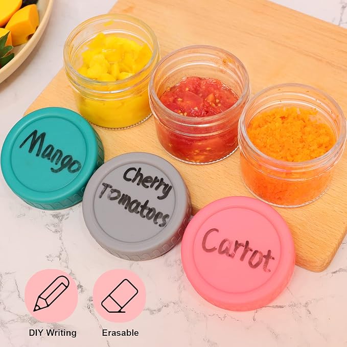 Glass Baby Food Storage Containers - 24 Set 4oz Baby Food Glass Jars with Lids - Reusable Small Baby Food Containers, Safe for Microwave Dishwasher Freezer
