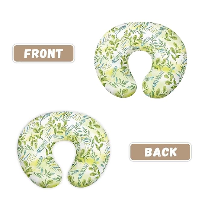 Green Leaves Nursing Pillow Cover for Baby Boy Girl Breastfeeding Slipcover Infant Newborn Nursery Bottle Pillowcase Durable and Easy to Clean