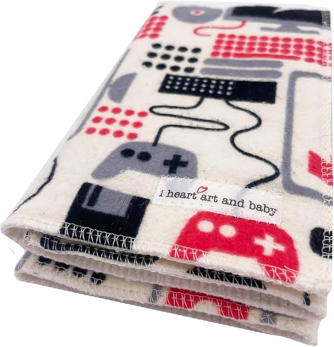 Infant Burping Cloth, Burp Cloths for Baby Boy or Girl, Soft and Absorbent - Cotton Reusable Spit Up Rags, XLarge, 1 Count (Gamer)