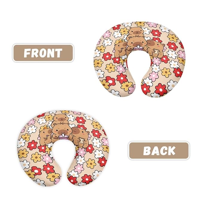 Jeiento Cute Retro Groovy Flowers Nursing Pillow Cover Cartoon Capybara Pillow Case Soft and Comfort Removable Case for Breastfeeding Pillows,Washable Slipcover for Newborn Boy Girl