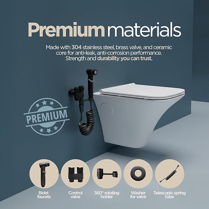 Aqua Earth Handheld Bidet Sprayer for Toilet Baby Cloth Diaper Spraying Kit Bathroom Toilet Bidet Attachment Set for Bathing Pets and Feminine Hygiene Matte Black
