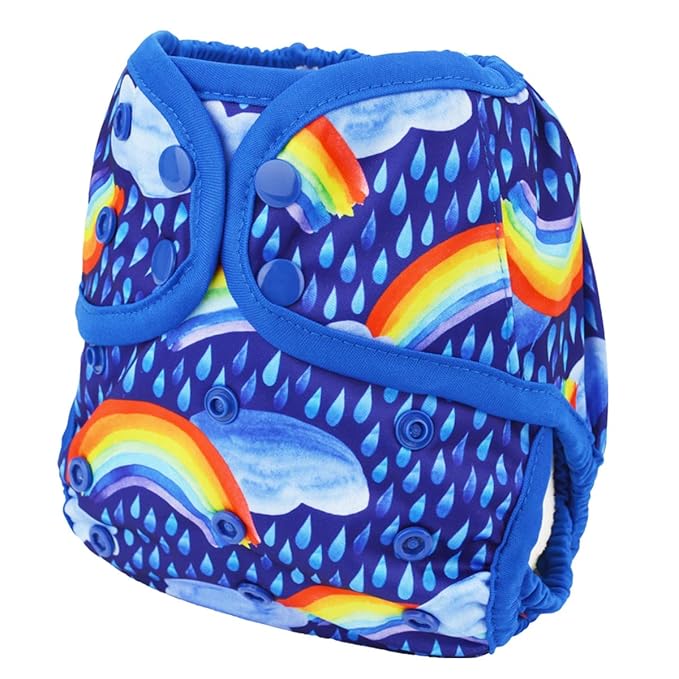 Baby Diaper Cover Nappy One Size 8lbs to 36lbs (Rainbows Rains Clouds)