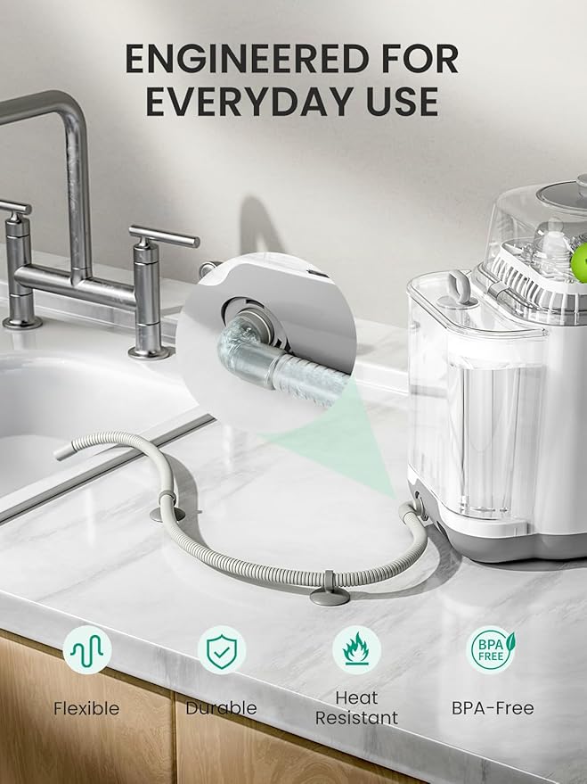 Grownsy Drain Hose 1M for Bottle Washer, Soft, Durable and Flexible for GROWNSY EaseClean Bottle Washer, Momcozy and Papablic Baby Bottle Washers Replacement Accessory for Easy Water Drainage