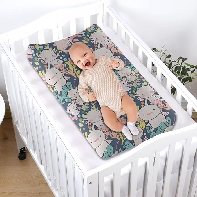 Changing Pad Covers for Boys Girls, Axolotl Print Diaper Changing Table Pad Cover Soft Breathable Changing Mat Cover for 32''x16" Cute Birthday Gifts for Baby