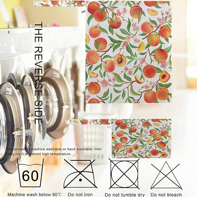 visesunny Peach Tropic Fruit Leaf Flower 2Pcs Wet Bag with Zippered Pockets Washable Reusable Roomy Diaper Bag for Travel,Beach,Daycare,Stroller,Diapers,Dirty Gym Clothes,Wet Swimsuits,Toiletries