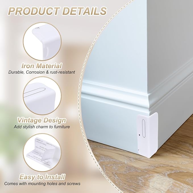 uxcell 6 Pcs 4 Inch Baseboard Corner Protector Guards, Furniture Corner Cover Proof Bumpers for Kitchen Bedroom Wall Countertop Table, White