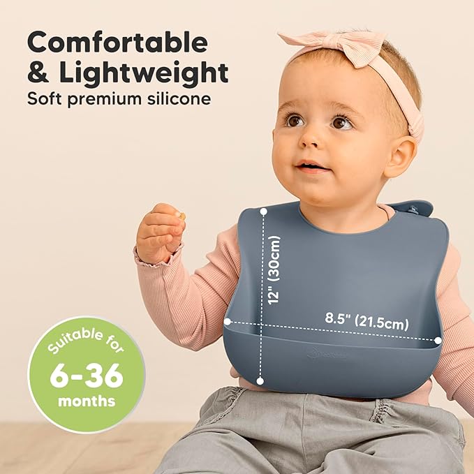 KeaBabies 12-Pack Baby Food Glass Containers and 2-Pack Silicone Bibs - 4 oz Leak-Proof, Microwavable, Baby Food Storage Containers - Waterproof, Easy Wipe Bibs for Babies, Toddlers