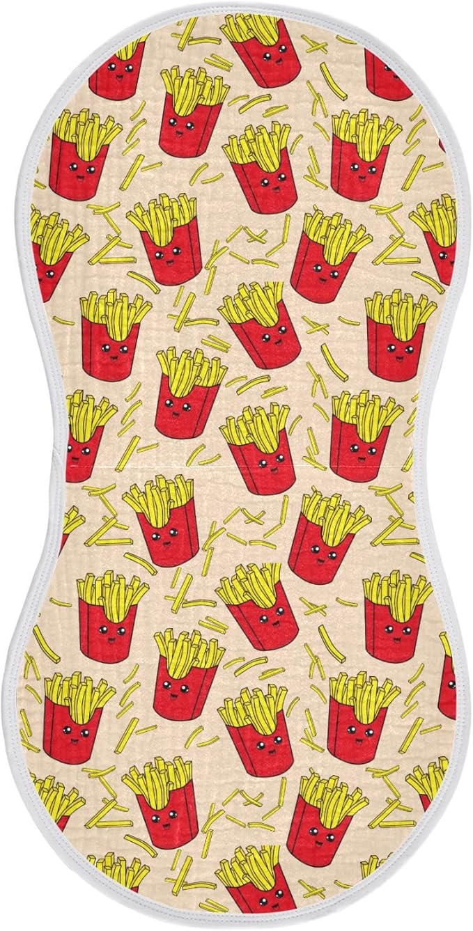 vvfelixl Baby Burp Cloths Colorful French Fries Baby Newborn Cotton Burping Cloths Set Baby Washcloths 4 Pack
