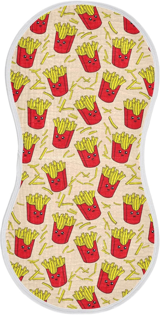 vvfelixl Baby Burp Cloths Colorful French Fries Baby Newborn Cotton Burping Cloths Set Baby Washcloths 4 Pack