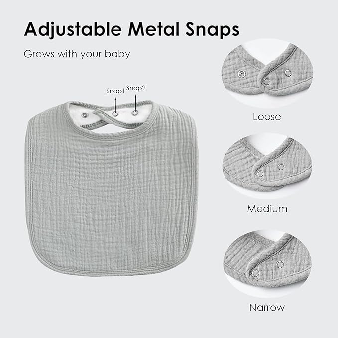 Muslin Baby Bibs for Boys Girls, Soft Cotton Baby Drool Bibs, Drooling and Teething Bibs for Infant, Newborn