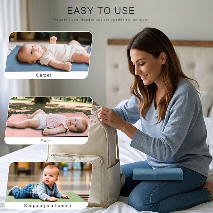 Green Baby Diaper Changing Pad, Portable Baby Changing Mat for Travel or Home, Foldable Mat Fits Perfectly in Diaper Bag (67-11)