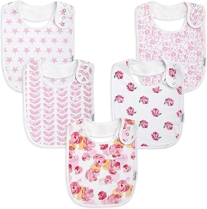KiddyStar Drool Bibs for Babies – Organic, Unisex, Soft Absorbent Teething Bibs with Adjustable Snaps