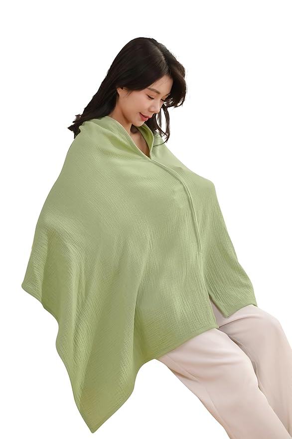 TADO MUSLIN 2-Pack Muslin Nursing Cover for Baby Breastfeeding, 100% Organic Cotton Breastfeeding Cover for Mom, Soft Breathable Privacy Nursing Apron, Multi-use Stroller Cover & Car Seat Canopy Green