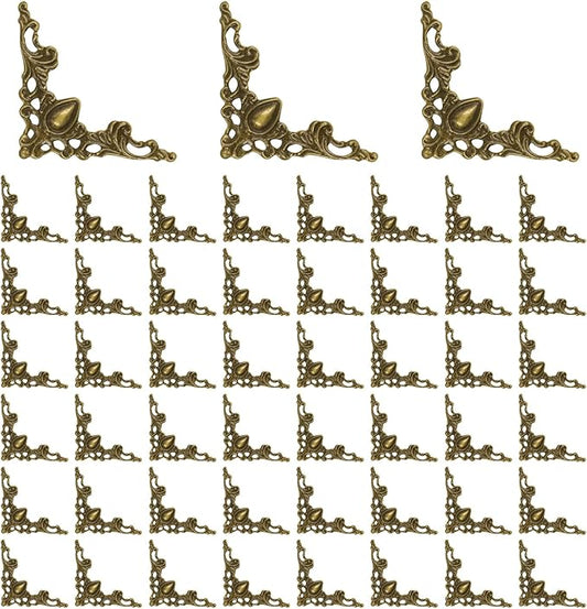 50 Pcs Corner Protector Guard Edge Cover, Book Scrapbooking Corner Protector Corner Decorative Protector Cover for Desk Case Box (Bronze)