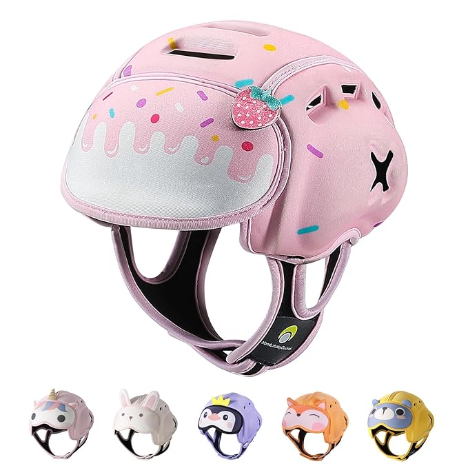 Mambobaby Baby Head Protector Helmet for Crawling and Walking, Breathable Soft Helmet, Ultra-Lightweight & Adjustable, Prevents Bumps Safety Helmet for Infants Toddlers 6-24 Months (Berry Sweetie)
