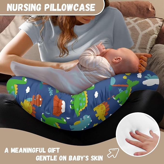 Nursing Pillow Cover Dinosaurs Breast Feeding Pillows for Babies Boys & Girls Soft Breathable Nursing Pillow Case U Shaped Nursing Pillow Slipcovers for Breastfeeding Mom